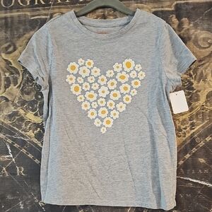 Cat & Jack Gray Tee with Heart of Daisies